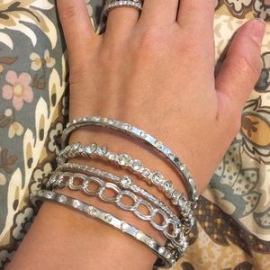 White House Black Market Set of 5 Silver Bangles